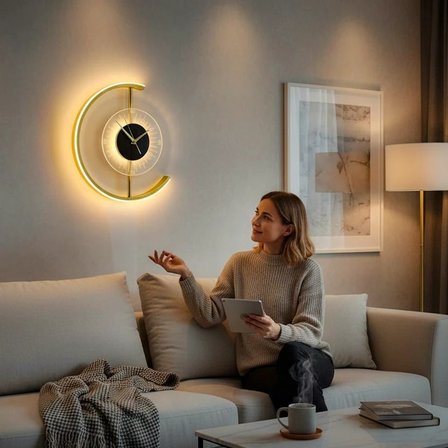 Upway 3 Renk LED Aydınlatmalı 35 cm Modern Dekoratif Duvar Saati – Sessiz Çalışma