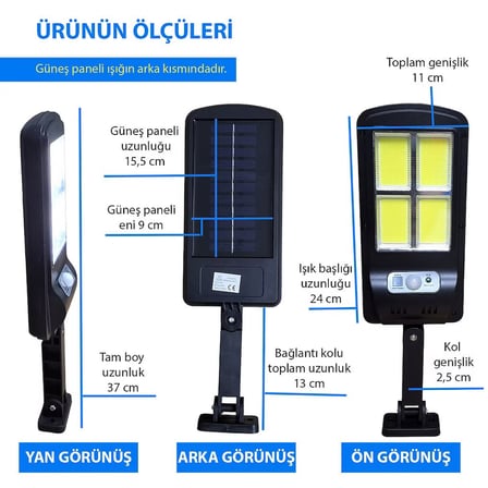 UpWay Güneş Enerjili 128 Led Duvar Lambası - 1000 LM Su Geçirmez Aydınlatma
