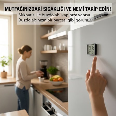 Upway Dijital Sıcaklık ve Nem Göstergeli Saat – Mıknatıslı Kompakt Mini Model