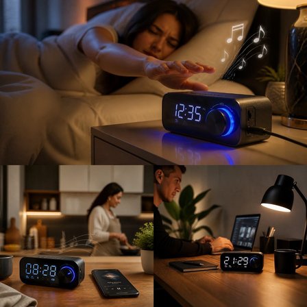 Upway LED Işıklı Dijital Masa Saati – Bluetooth Hoparlör SD Kart Çift Alarm