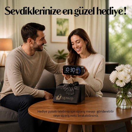 Upway LED Işıklı Dijital Masa Saati – Bluetooth Hoparlör SD Kart Çift Alarm