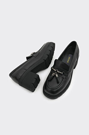 Hakiki Deri Topuklu Tokalı Kadın Casual Ayakkabı