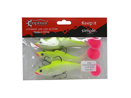 Captaİn 3568 Cracker Soft 12 Cm 3Lü Pk Levrek Turna Silikonu Renk : 7