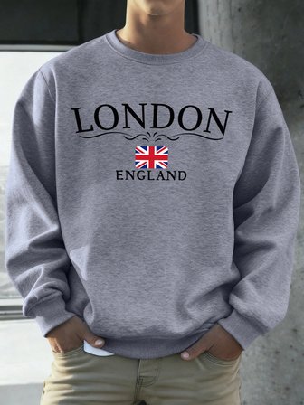 Londra İngiltere Bayrağı Baskı Kazak Erkekler Için Sonbahar Gevşek Gündelik Giyim Hipster Yum