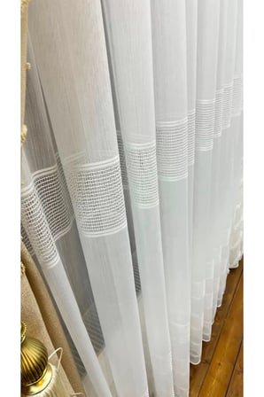 Bantlı File Bambu Tül Perde 1/2,5 Orta Pileli