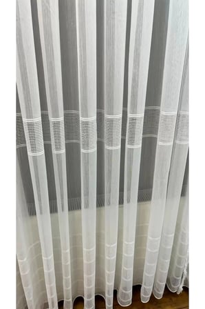 Bantlı File Bambu Tül Perde 1/2,5 Orta Pileli