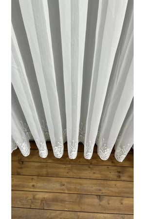Bambu Eteği Güpürlü Modern Her Odaya Uygun Tül Perde 1/3 Pileli