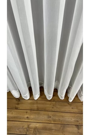 Bambu Eteği Güpürlü Modern Her Odaya Uygun Tül Perde 1/2,5 Orta Pileli