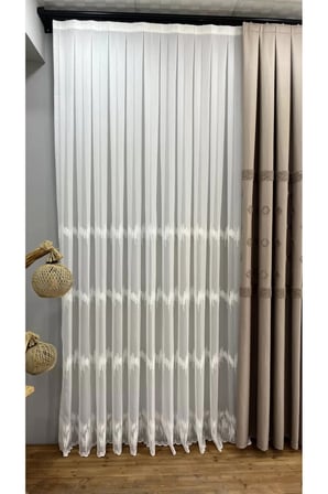Nakışlı Bamboo İşlemeli Güpürlü Her Odaya Uygun Tül Perde 1/2,5 Orta Pileli