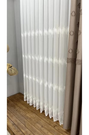 Nakışlı Bamboo İşlemeli Güpürlü Her Odaya Uygun Tül Perde 1/2,5 Orta Pileli