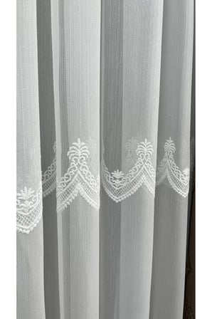 Nakışlı Bamboo İşlemeli Güpürlü Her Odaya Uygun Tül Perde 1/3 Pileli