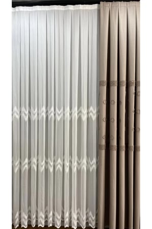 Nakışlı Bamboo İşlemeli Güpürlü Her Odaya Uygun Tül Perde 1/3 Pileli