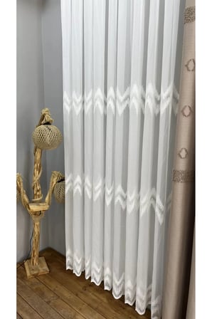 Nakışlı Bamboo İşlemeli Güpürlü Her Odaya Uygun Tül Perde 1/2,5 Orta Pileli