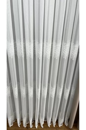 Nakışlı Bamboo İşlemeli Güpürlü Her Odaya Uygun Tül Perde 1/3 Pileli