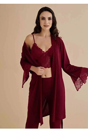 Kadın 4'lü Kutulu Takım Pamuklu  Sabahlık & Pijama Takımı & Gecelik