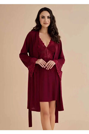 Kadın 4'lü Kutulu Takım Pamuklu  Sabahlık & Pijama Takımı & Gecelik