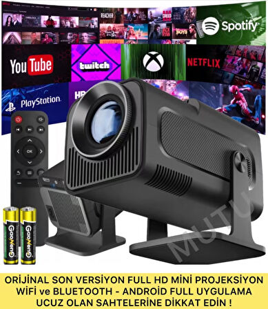 HY320 MİNİ ORİJİNAL HD Taşınabilir Projeksiyon Son Versiyon Android Wifi BT Akıllı Sinema Projektör