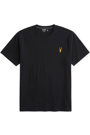 Erkek Siyah Tişört %100 Pamuk Süprem Basic Tişört Bisiklet Yaka Nakışlı T-shirt ERKEK-NAKIŞLI