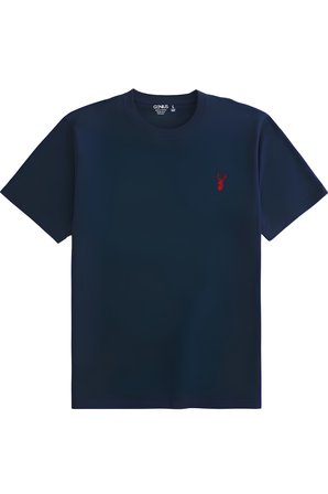 Erkek Siyah Tişört %100 Pamuk Süprem Basic Tişört Bisiklet Yaka Nakışlı T-shirt ERKEK-NAKIŞLI