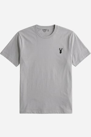 Erkek Siyah Tişört %100 Pamuk Süprem Basic Tişört Bisiklet Yaka Nakışlı T-shirt ERKEK-NAKIŞLI