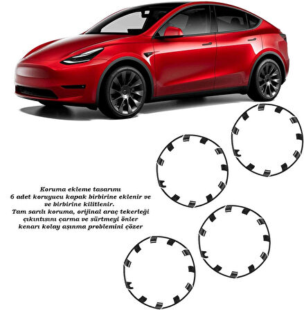 TecTic Tesla Y Modeli Jant Kapağı Koruyucu 2021-2023 İçin 21 İnç Jant Yama Uberurbine Mat Siyah