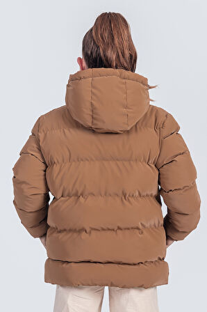 Kız Çocuk Kapüşonlu Nova Kumaş Kışlık Mont KM1010