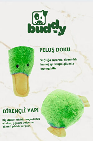 Soft Touch Yeşil Peluş Ördek Köpek Oyuncağı | Sesli Ve Sağlıklı | Küçük Ve Orta Irklar Için