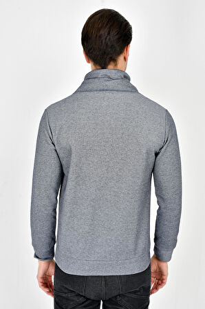 Süperlife Şal Yaka Uzun Kollu Dar Kalıp İnce Erkek Baskılı Sweatshirt SPR 2019K41