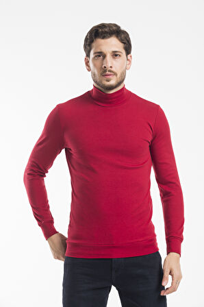 Süperlife Balıkcı Yaka Uzun Kollu Dar Kalıp İnce Erkek Sweatshirt SPR 2019K21