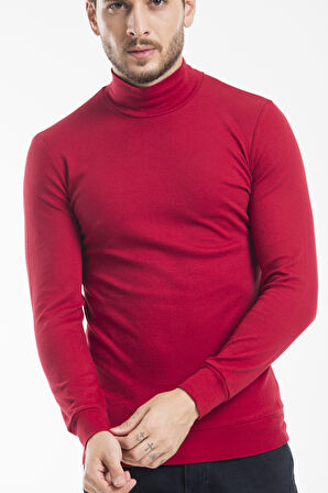 Süperlife Balıkcı Yaka Uzun Kollu Dar Kalıp İnce Erkek Sweatshirt SPR 2019K21
