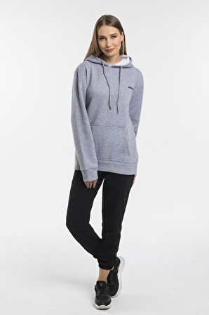 Süperlife Kadın Kapşonlu Regular Fit Baskılı İnce Sweatshirt SPR21K61