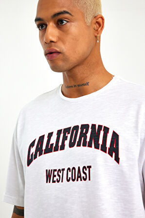 Süperlife Erkek Bisiklet Yaka Slim Fit Californıa  Baskılı  Tişort SPR21Y22