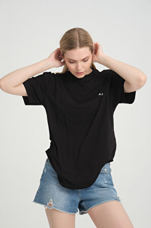 Süperlife Kadın Bisiklet Yaka Regular Fit Baskılı Tişort SPR21YK23