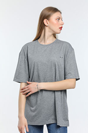 Süperlife Kadın Bisiklet Yaka Regular Fit Baskılı Tişort SPR21YK23