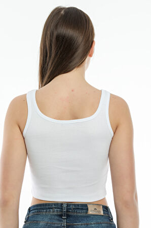 Süperlife Kadın Crop Örme Slim Fit  Atlet-Tişort  SPR21Y12