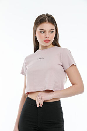 SPR21Y14 Crop Örme Brookyn Baskılı T-Shirt