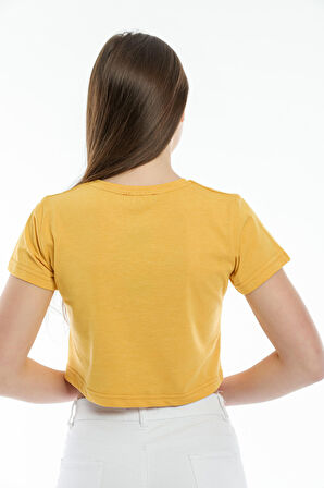 SPR21Y14 Crop Örme Brookyn Baskılı T-Shirt