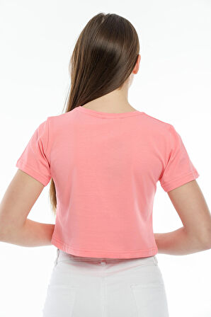SPR21Y14 Crop Örme Brookyn Baskılı T-Shirt