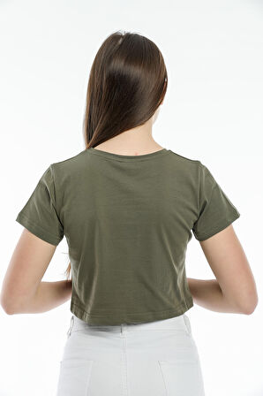 SPR21Y14 Crop Örme Brookyn Baskılı T-Shirt