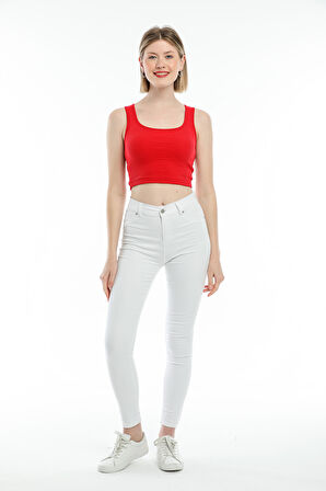 Süperlife Kadın Crop Örme Slim Fit  Atlet-Tişort SPR21Y19