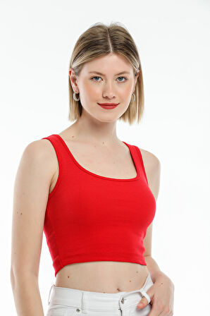 Süperlife Kadın Crop Örme Slim Fit  Atlet-Tişort SPR21Y19