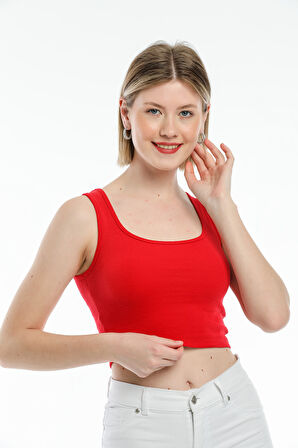 Süperlife Kadın Crop Örme Slim Fit  Atlet-Tişort SPR21Y19