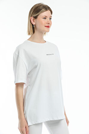 Süperlife Kadın Bisiklet Yaka Standart &Regular Fit  Brookyln Baskılı Tişort SPR21YK27