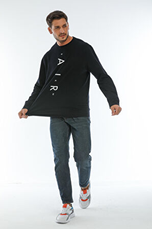 spr22sw131 Bisiklet Yaka Baskılı Sweatshirt