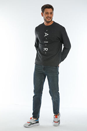 spr22sw131 Bisiklet Yaka Baskılı Sweatshirt