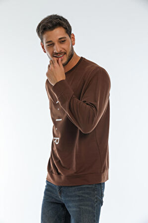 spr22sw131 Bisiklet Yaka Baskılı Sweatshirt