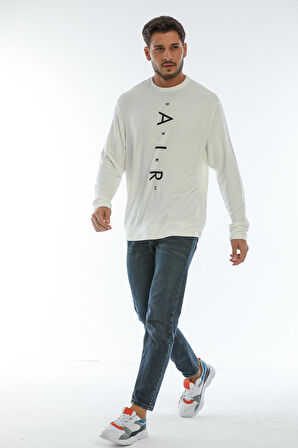 spr22sw131 Bisiklet Yaka Baskılı Sweatshirt