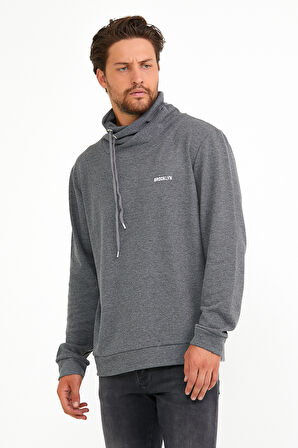 Süperlife Erkek Şal Yaka Regular Fit Brooklyn Baskılı İnce Sweatshirt SPR22SW143