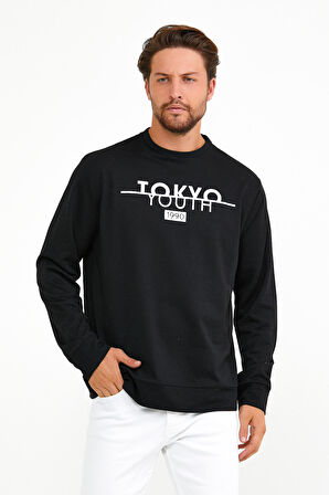 spr22sw134 Bisiklet Yaka Tokyo Basklıl Sweat