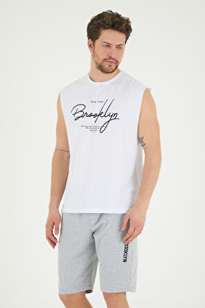 Süperlife Erkek Bisiklet Yaka Regular Fit Brooklyn Baskılı Tişört SPR22TS115